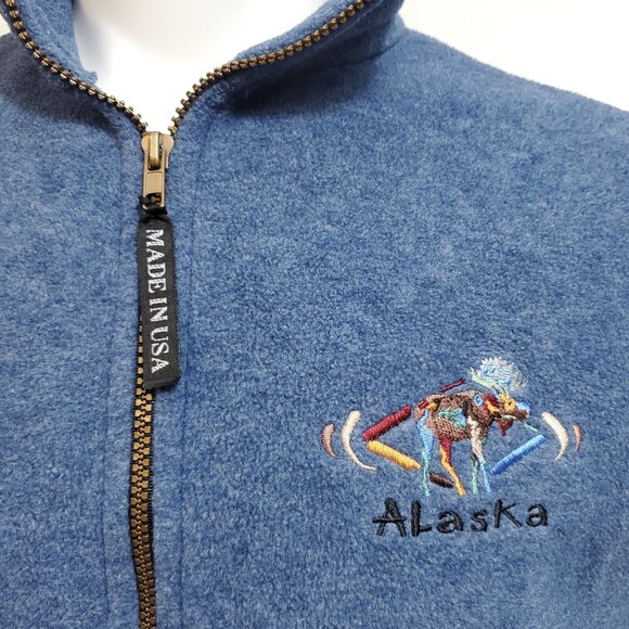 VTG Polar Graphics Fleece Vest Embroidered Alaska Logo Made in USA Pockets Large - Picture 2 of 8